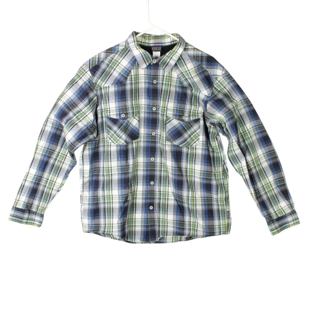 Patagonia Shirt Men Plaid Organic Cotton Long Sleeve Button Up Shirt Size Large